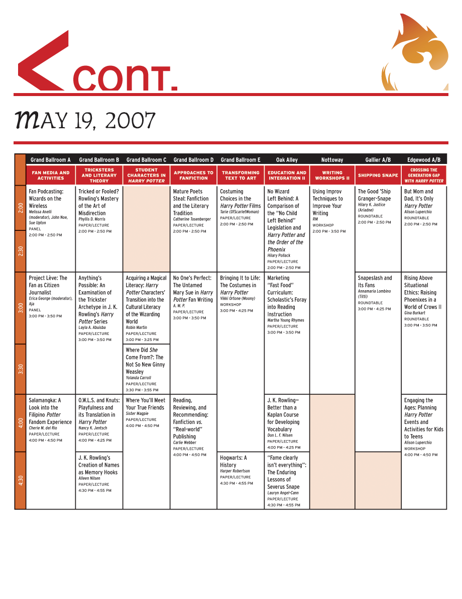 Saturday Schedule Grid 2